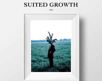 LIMITED EDITION: Suited Growth | 8.5x11 Print | Surreal Artwork | Wall Art Decor | Minimalism Art | Abstract Art | Flower Art