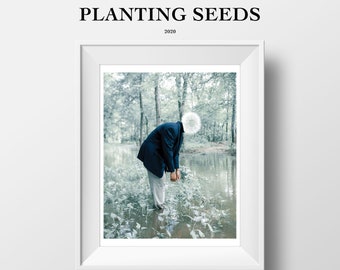 LIMITED EDITION: Planting Seeds | 8.5x11 Print | Surreal Artwork | Wall Art Decor | Black Art | Melanin Art | Flower Art