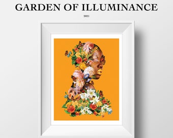 LIMITED EDITION: Garden Of Illuminance | 8.5x11 & 11x14 Print | Surreal Artwork | Wall Art Decor | Black Art | Melanin Art | Flower Art