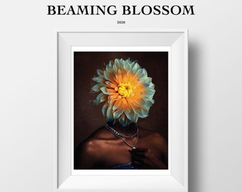 LIMITED EDITION: Beaming Blossom | 8.5x11 Print | Surreal Artwork | Wall Art Decor | Black Art | Melanin Art | Flower Art