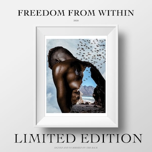 LIMITED EDITION: Freedom From Within 8.5x11 Print Surreal Artwork Wall Art Decor Black Art Melanin Art image 1