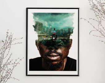 Limited Edition Internal War, External Reality Print: Surreal Black Melanin Art (8.5x11)