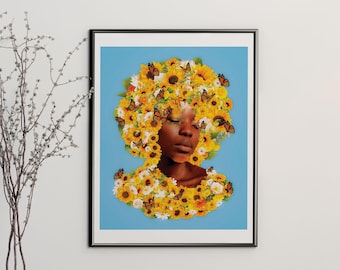 Blossom III Limited Edition Print: Surreal Afro Melanin Flower Art (11x14in)