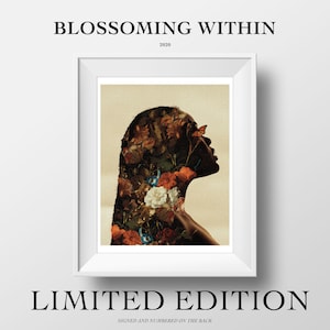 LIMITED EDITION: Blossoming Within 11x14 Print Surreal Artwork Wall Art Decor Black Art Melanin Art Flower Art image 1