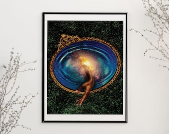 Limited Edition Black Magic Print: Surreal Art Melanin Hand Galaxy Print (8.5x11)