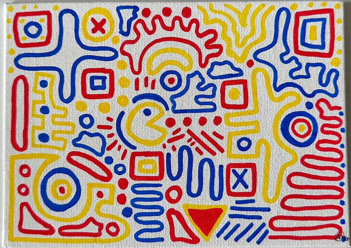 Pac'd Doodle | Hand Drawn Abstract Doodle Art | 5x7in Posca Painting on ...