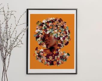 Blossom II Limited Edition Print: Surreal Afro Melanin Flower Art (11x14in)