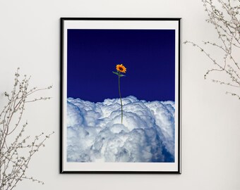 Limited Edition Blossoming Heights 2 Print: Surreal Sunflower Flower Cloud Art Print (8.5x11)