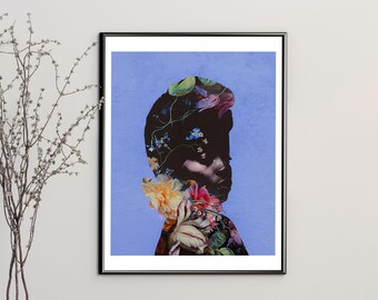 Lavish Limited Edition Print: Floral Silhouette Purple Surreal Black Art (11x14)
