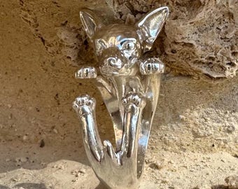 Anillo Chihuahua plata 925 hecho a mano Italia bronce 18 kt
