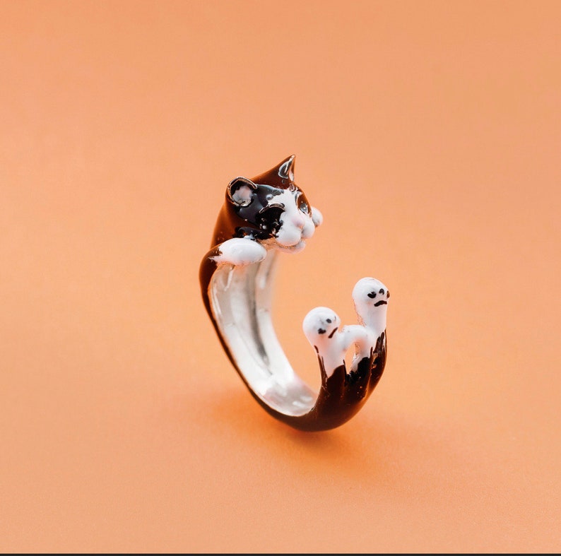Cat ring in 925 silver handmade Italy custom image 7