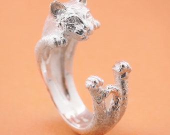 Cat ring in 925 silver / 18 kt bronze