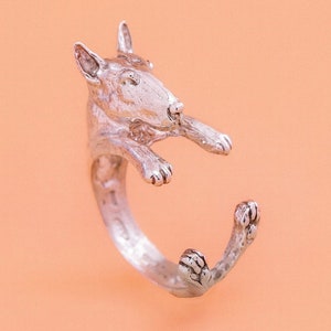 BullTerrier Ring 925 silver dog ring - carved silver - - dog lover - - dog lover - enameled - My Silver pet ring dog hug :