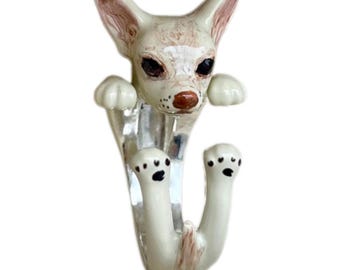 Anillo de chihuahua en plata 925, hecho a mano en Italia.