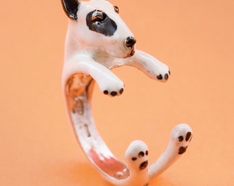 Bull terrier silver 925 dog ring - sculpted silver - dog lover dog lover - enameled puppy