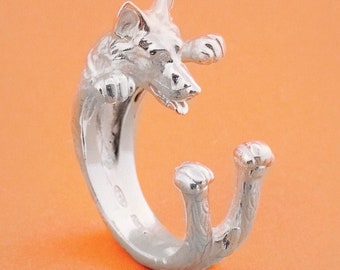 Ring German shepherd handmade Italy silver 925