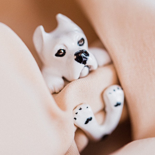 Dogo argentino anello  argento  smaltato  incidi il nome gift  regalo personalizzato donna per lei anniversario