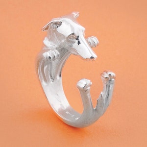 Greyhound ring 925 silver, 18 kt bronze, handmade in Italy