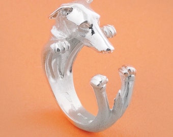 Greyhound ring 925 silver, 18 kt bronze, handmade in Italy