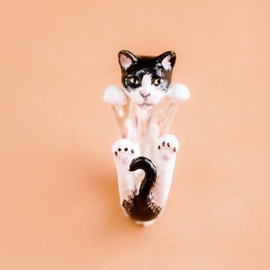 Cat ring in 925 silver handmade Italy custom image 5