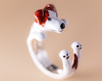 Anillo Jack Russell plata 925 hecho a mano Italia bronce 18 kt
