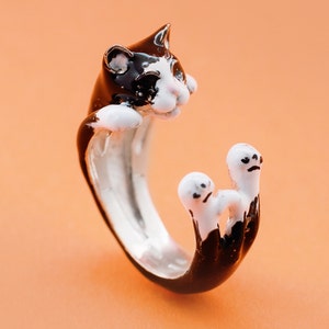 Cat ring in 925 silver handmade Italy custom image 1