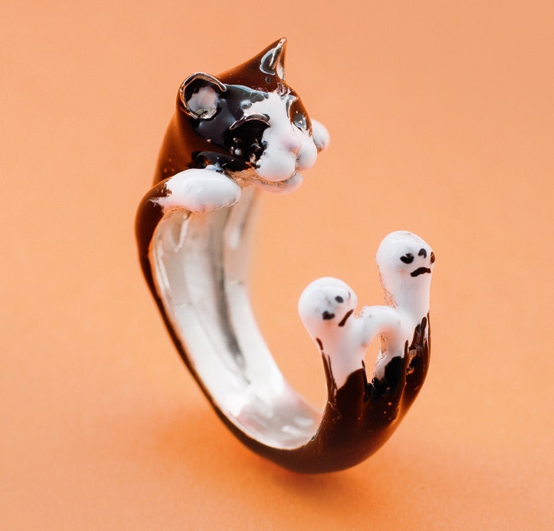 Cat ring in 925 silver handmade Italy custom image 1
