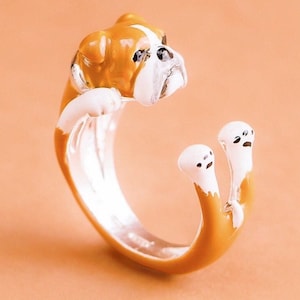 English Bulldog ring 925 silver Handmade Italy custom ring