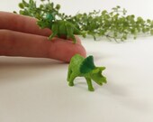 Pair of Tiny Triceratops Figurines - Small Plastic Toy Dino for Diorama, Terrarium, Model, Craft - Miniature Sensory Bin Dinosaur