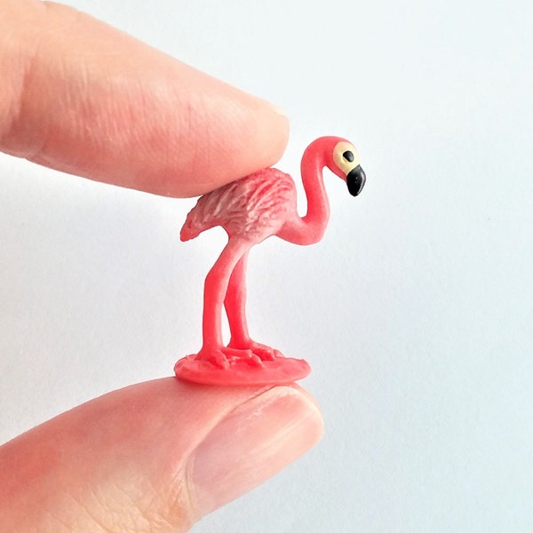 Tiny Flamingo Figurine - Soft Plastic Bird for Fairy Garden, Diorama, or Terrarium - Realistic Miniature Tropical Bird - Exotic Animal