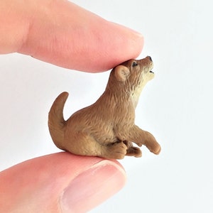 Tiny Wolf Cub Figurine - Soft Plastic Animal for Fairy Garden, Diorama, or Terrarium - Realistic Miniature Wild Dog Pup - Mini Toy Puppy