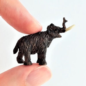 Tiny Mammoth Figurine - Soft Plastic Animal for Fairy Garden, Diorama, or Terrarium - Realistic Miniature - Mini Prehistoric Toy Figure