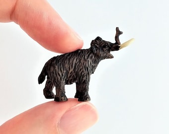 Tiny Mammoth Figurine - Soft Plastic Animal for Fairy Garden, Diorama, or Terrarium - Realistic Miniature - Mini Prehistoric Toy Figure