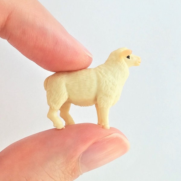 Tiny Sheep Figurine - Soft Plastic Ewe for Fairy Garden, Diorama, or Terrarium - Realistic Miniature Lamb - Mini Irish Countryside Livestock