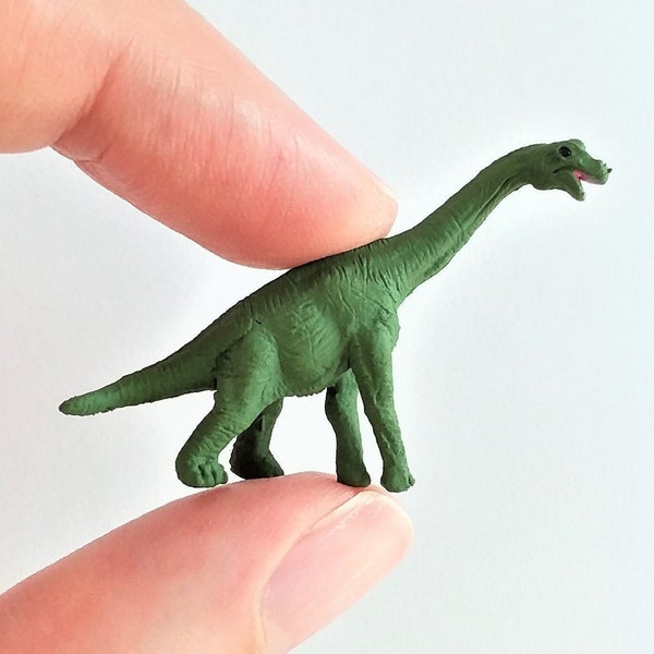 Tiny Brachiosaurus Figurine - Soft Plastic Dinosaur for Fairy Garden, Diorama, or Terrarium - Realistic Miniature Dino - Mini Toy Figure