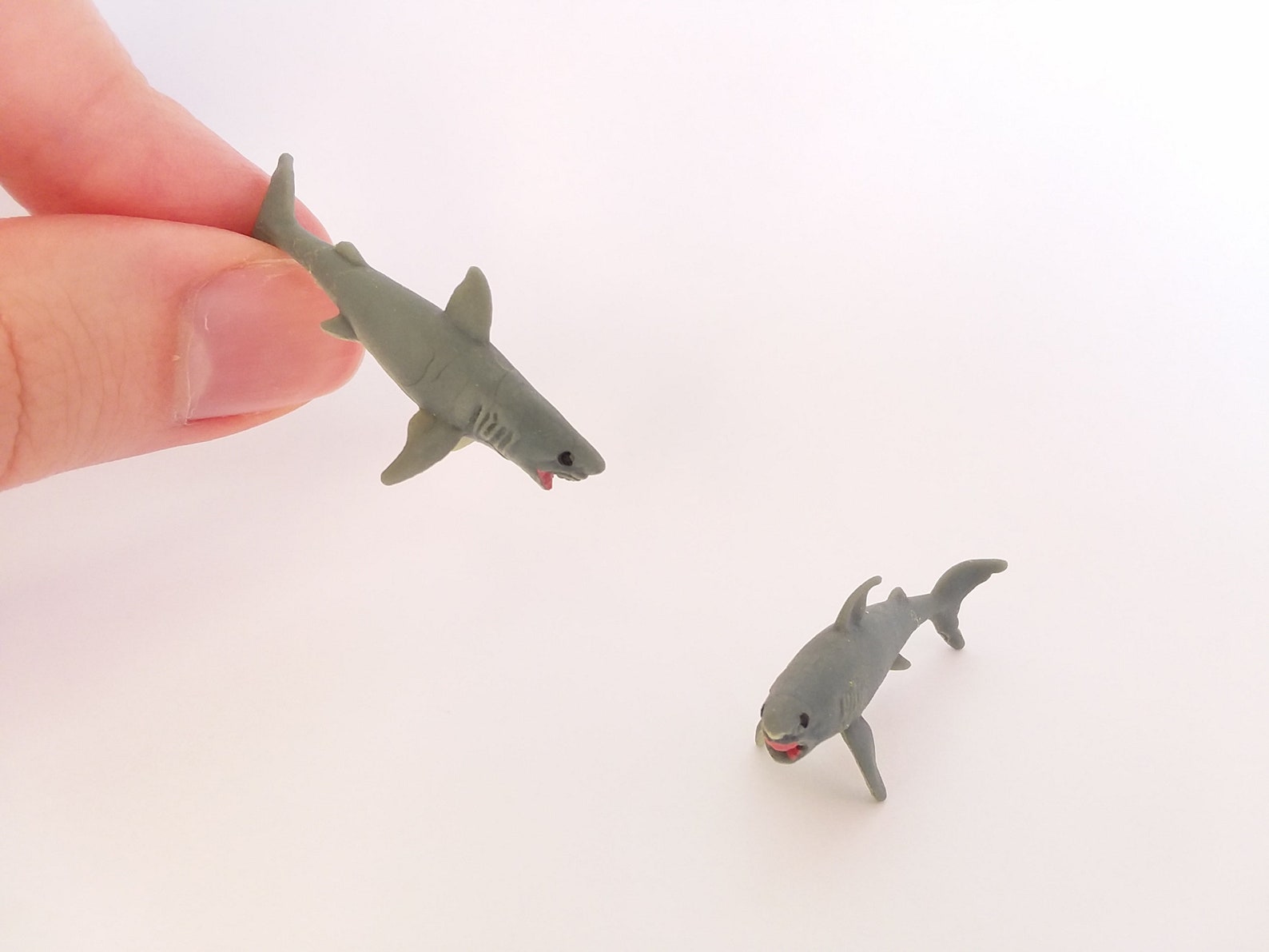 Tiny Great White Shark Figurine Soft Plastic Animal for Etsy