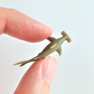 Tiny Hammerhead Shark Figurine - Soft Plastic Animal for Diorama or Aquarium - Realistic Miniature Ocean Figure - Mini Sea Creature Toy