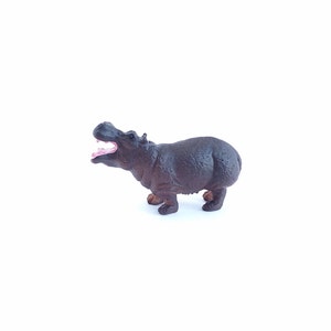 Tiny Hippo Figurine Soft Plastic Hippopotamus for Fairy Garden, Diorama, or Terrarium Realistic Miniature Safari Figure Mini Animal image 4