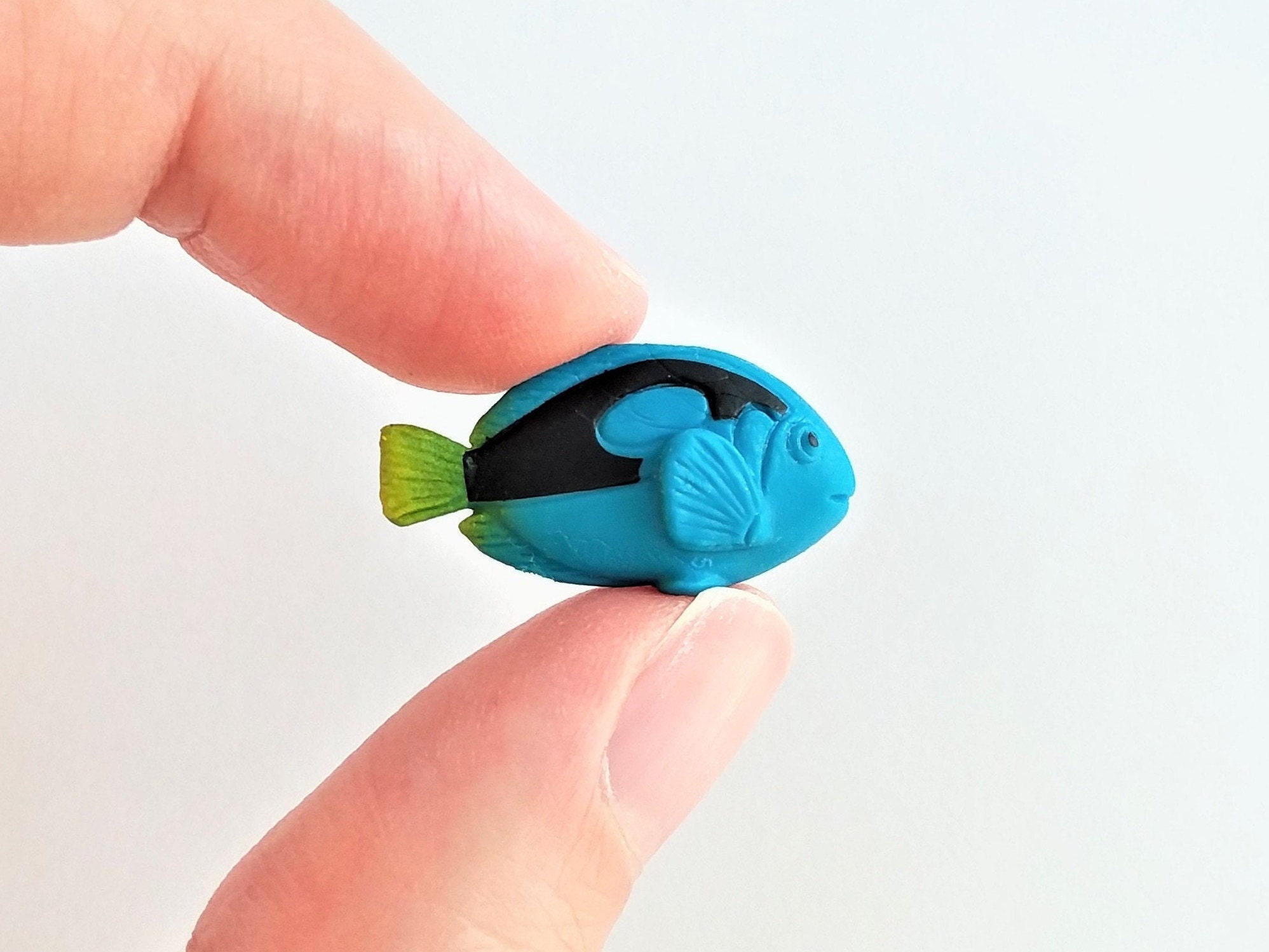Tiny Blue Tang Figurine - Soft Plastic Fish for Diorama, Aquarium