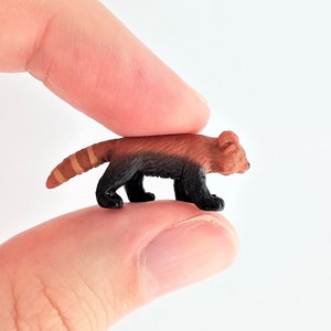 Tiny Red Panda Figurine - Soft Plastic Animal for Fairy Garden, Diorama, or Terrarium - Realistic Miniature Figure - Mini Wildlife Toy