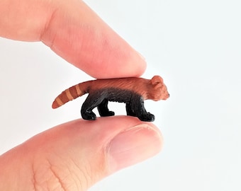 Tiny Red Panda Figurine - Soft Plastic Animal for Fairy Garden, Diorama, or Terrarium - Realistic Miniature Figure - Mini Wildlife Toy