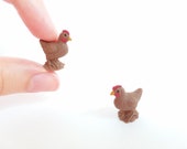 Tiny Hen Figurine - Soft Plastic Chicken for Fairy Garden, Diorama, or Terrarium - Realistic Miniature Farm Animal - Mini Toy Bird Figure