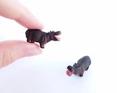 Tiny Hippo Figurine - Soft Plastic Hippopotamus for Fairy Garden, Diorama, or Terrarium - Realistic Miniature Safari Figure - Mini Animal