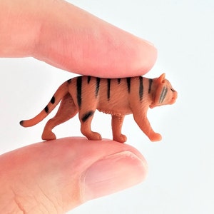 Tiny Tiger Figurine - Soft Plastic Animal for Fairy Garden, Diorama, or Terrarium - Realistic Miniature Safari Wildlife Figure - Mini Toy