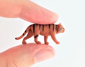 Tiny Tiger Figurine - Soft Plastic Animal for Fairy Garden, Diorama, or Terrarium - Realistic Miniature Safari Wildlife Figure - Mini Toy