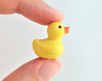 Tiny Rubber Ducky Figurine - Soft Plastic Duck for Diorama or Dollhouse - Miniature 12 Inch Doll Bathtub Toy - Mini Animal Figure