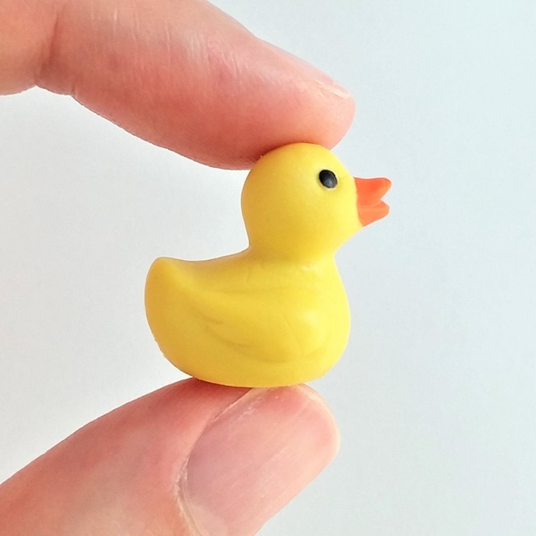 Tiny Rubber Ducky Figurine - Soft Plastic Duck for Diorama or Dollhouse - Miniature 12 Inch Doll Bathtub Toy - Mini Animal Figure