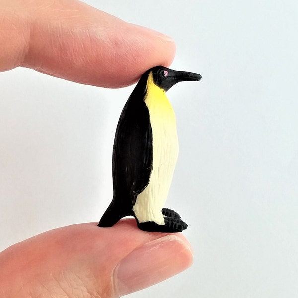 Tiny Penguin Figurine - Soft Plastic Emperor Penguin for Diorama or Terrarium - Realistic Miniature Antarctica Figure - Wild Bird Toy