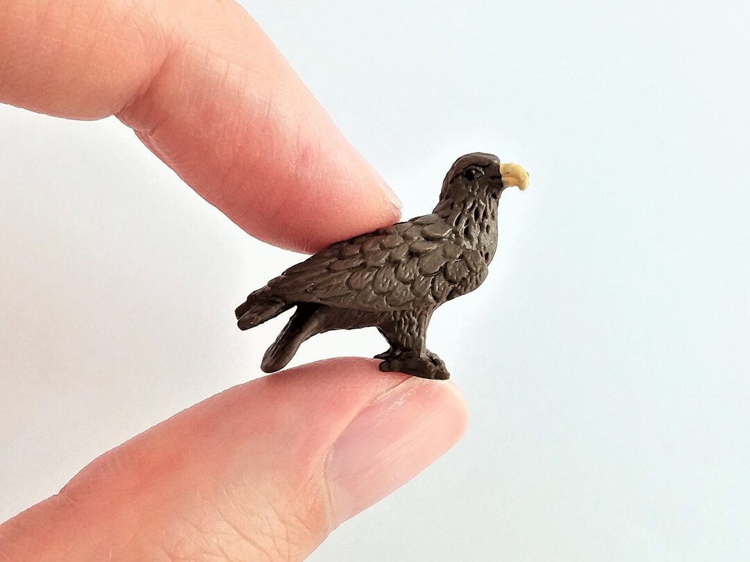 Tiny Golden Eagle Figurine Soft Plastic Bird for Fairy Garden, Diorama