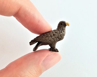Tiny Golden Eagle Figurine - Soft Plastic Bird for Fairy Garden, Diorama, or Terrarium - Realistic Miniature Wildlife - Mini Wild Desert Toy
